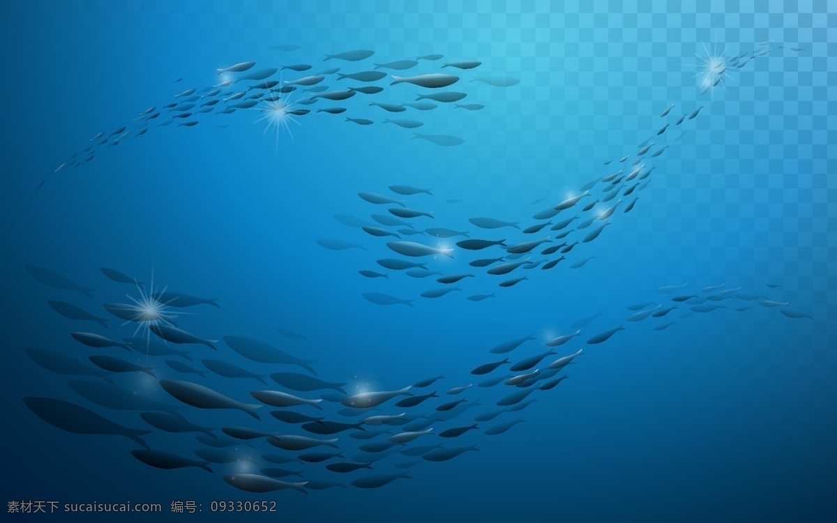 深海里的鱼群 背景 蓝色 海洋 深海 鱼群 唯美