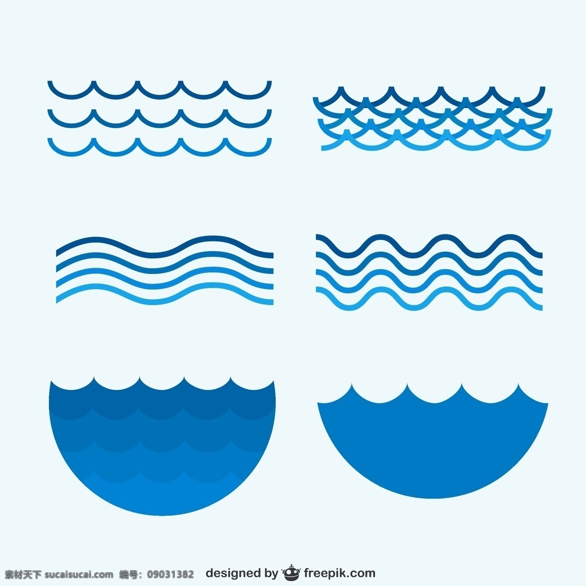 蓝色 波浪 矢量 花纹 水纹 矢量图 矢量素材 白色