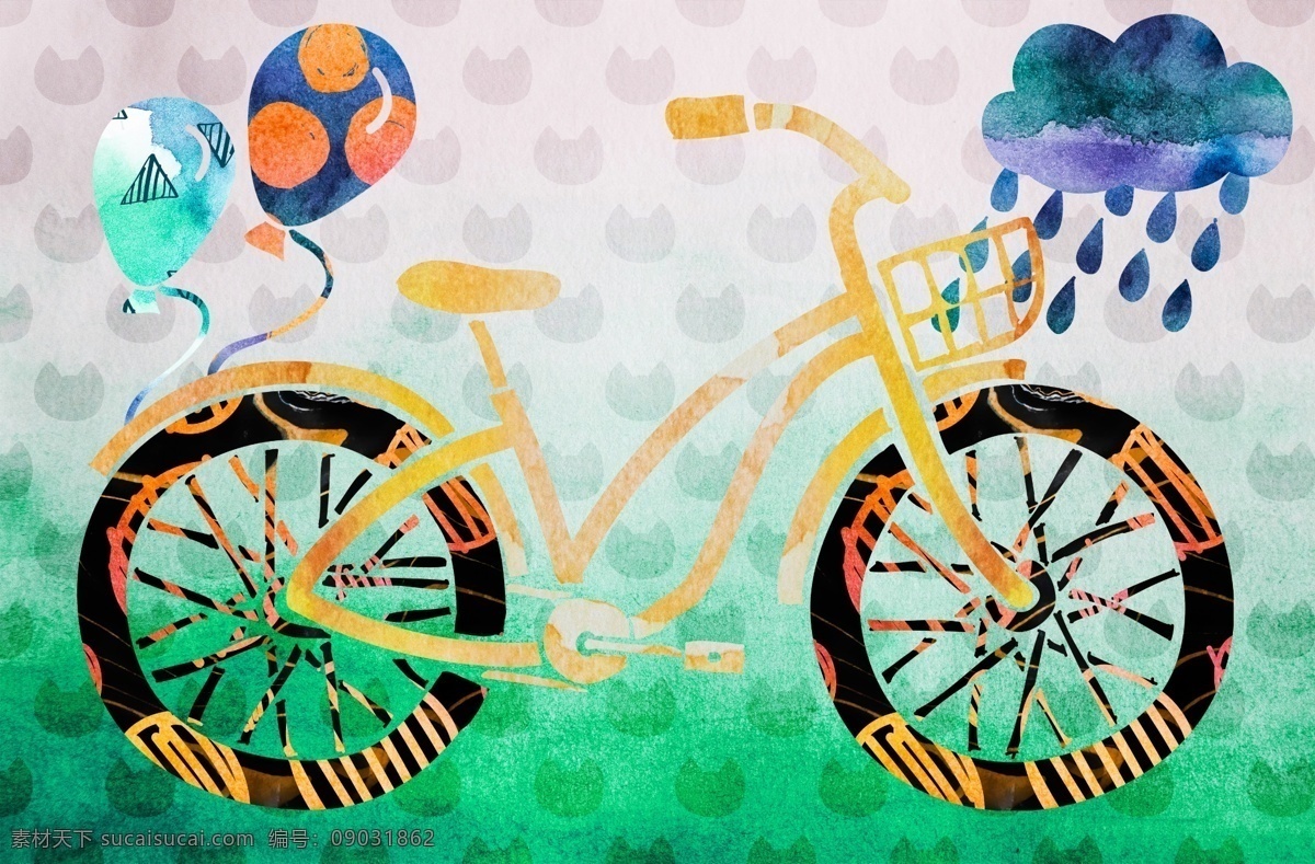 色彩缤纷 鲜艳 脚踏车 模板 缤纷 气球 色彩