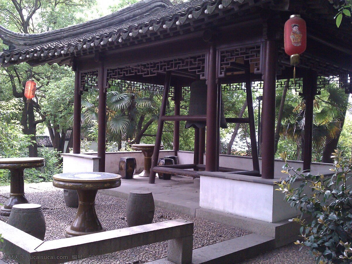 苏州园林 宾馆 亭子 石凳 人文景观 旅游摄影