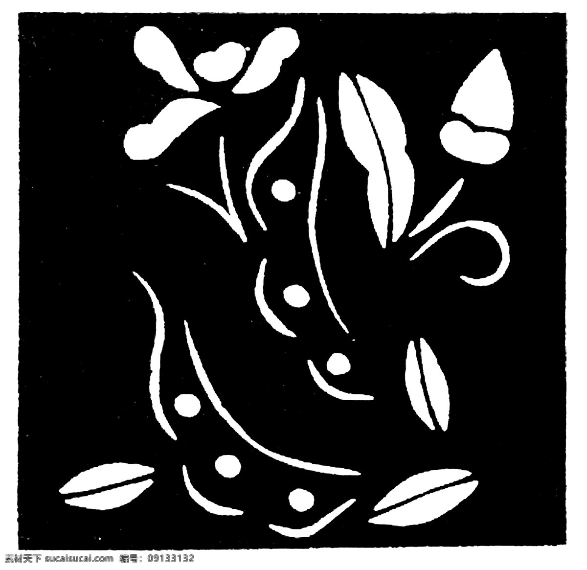 花草图案 现代 花纹 现代花纹 设计素材 现代图案 装饰图案 书画美术 黑色