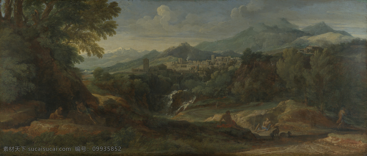 tivoli 大师 画家 古典 画 建筑 景物 装饰画 油画 dughet gaspard 人物 高清 西方 国外 现代 家居装饰素材