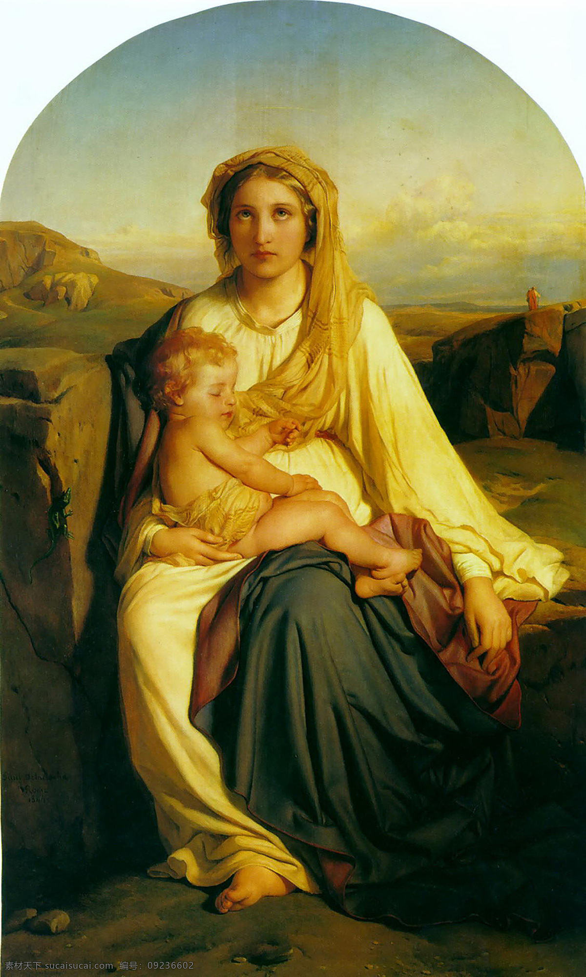 母子免费下载 母子 人物肖像 油画作品 西方美术 写实风格 大师作品 全身 装饰素材
