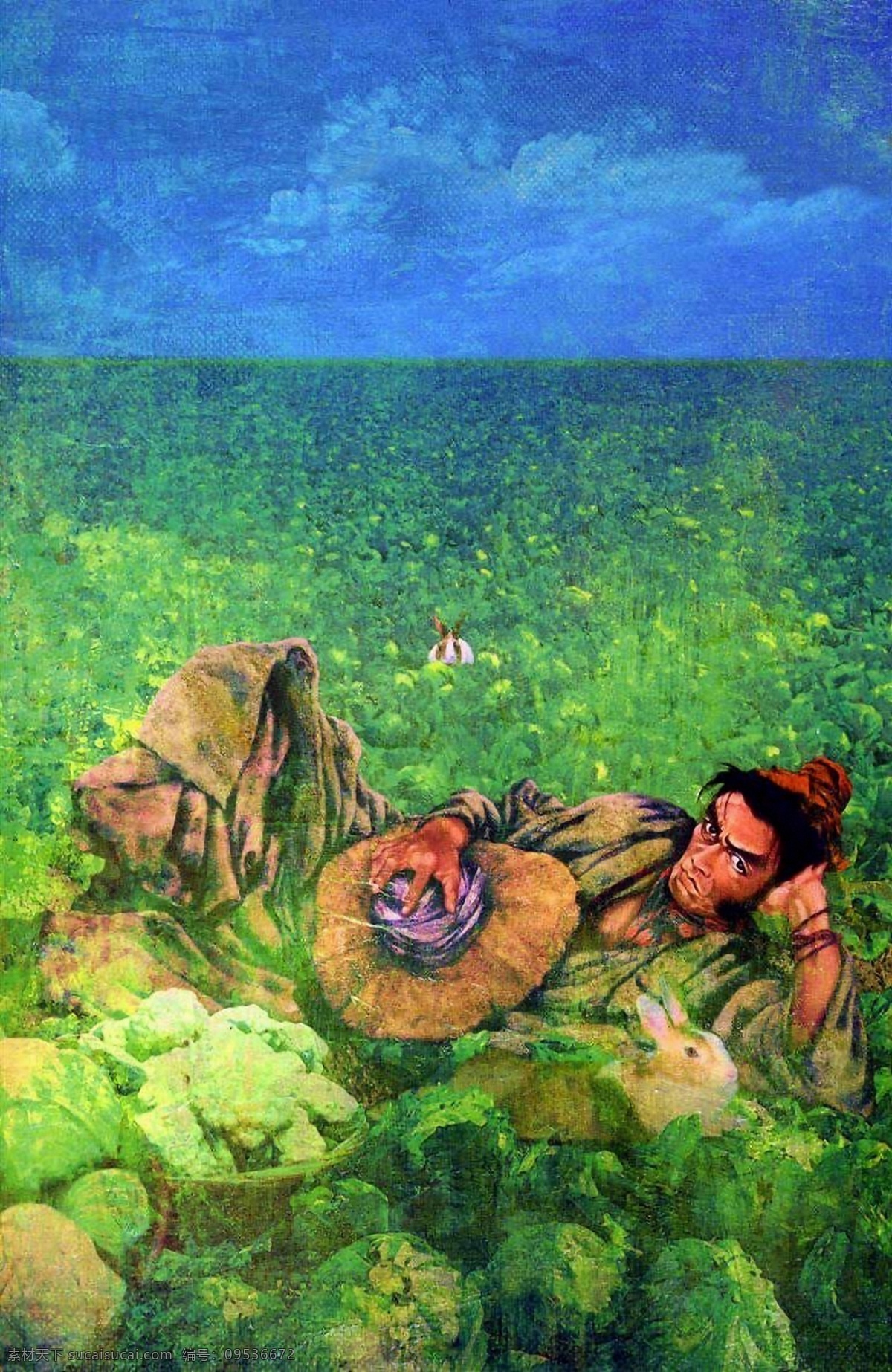 水浒人物 人物画 菜园子 张青 设计素材 人物肖像 油画世界 书画美术 绿色