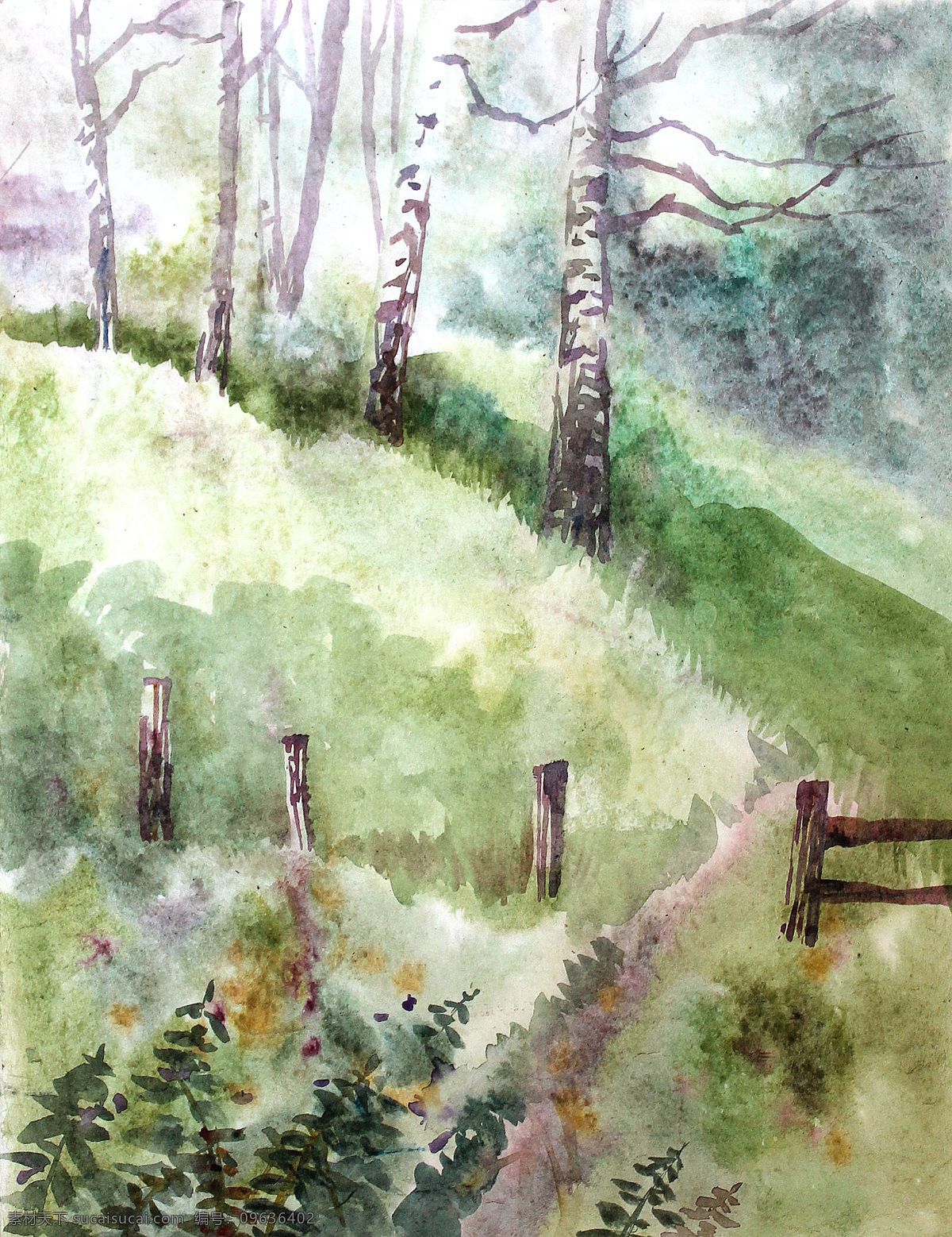 高清图片 水彩风景画 水彩画 风景图片 绘画 艺术 水彩风景 森林 树林 植被 绿色森林 原始森林 生态 自然风景 天空 绿色 太阳 风景 世界名画 文化艺术 绘画书法