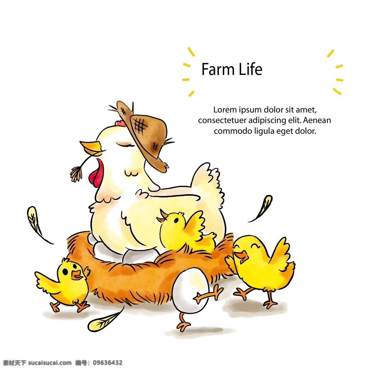 可爱 小鸡 鸡 妈妈 插画 动物 卡通 鸡妈妈 鸡蛋