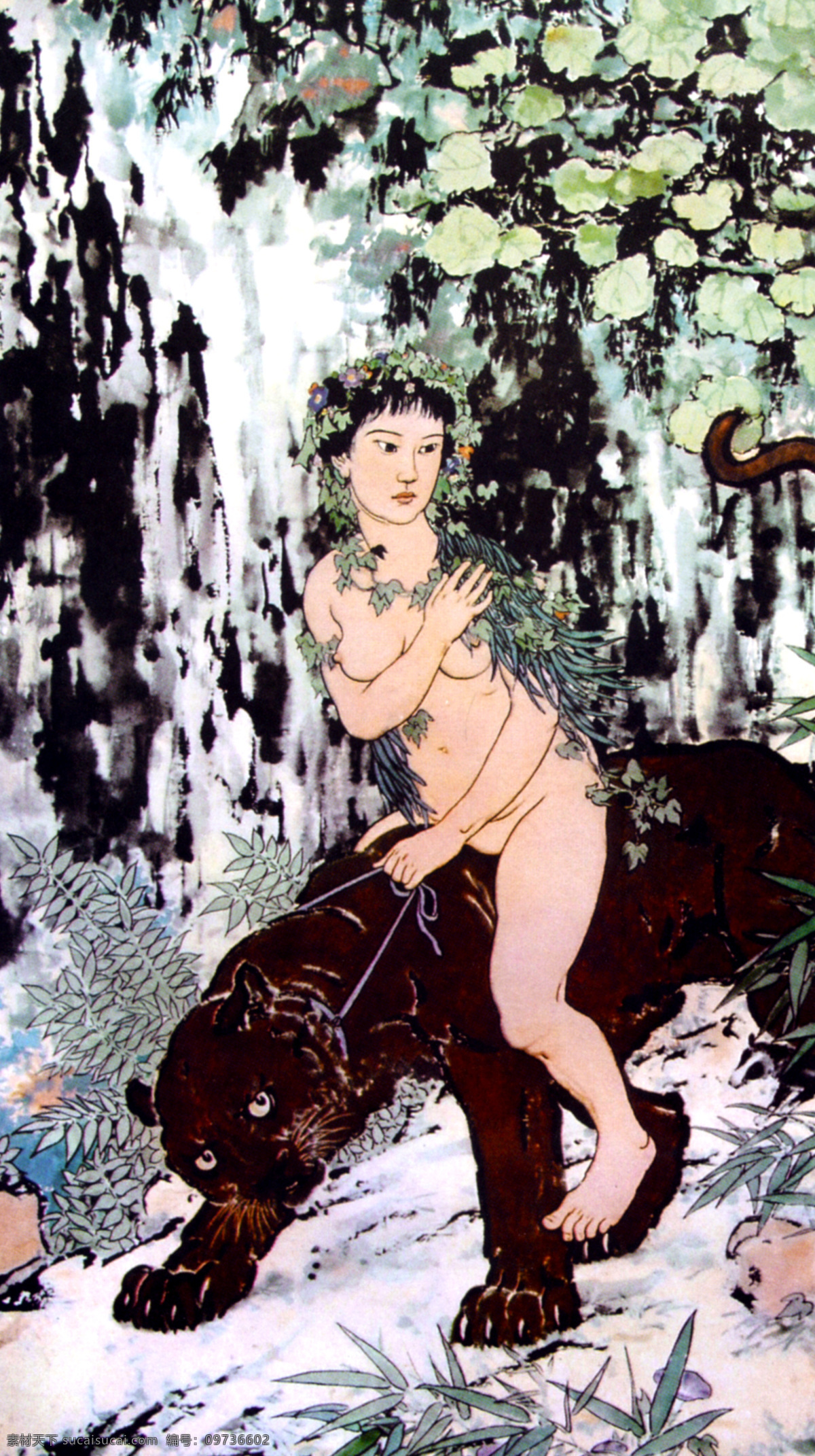 徐悲鸿 国画 水墨画 徐悲鸿作品 屈原九歌山鬼 历史传奇国画 文化艺术