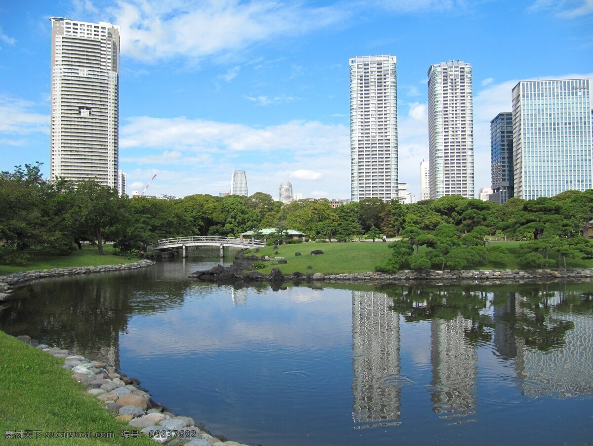 城市公园风景 公园 城市 建筑 湖泊 倒影 蓝天 建筑景观 自然景观 自然风景