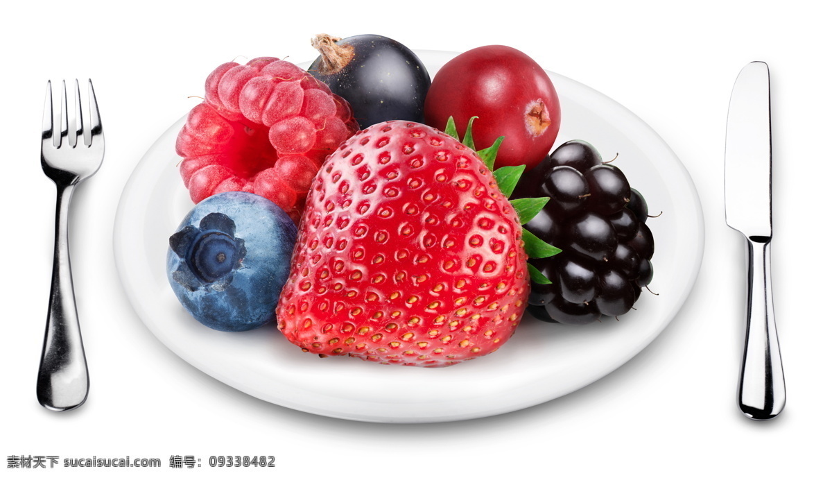 新鲜 水果 新鲜水果 蓝莓 草莓 覆盆子 刀叉 西餐盘子 餐盘 水果图片 餐饮美食