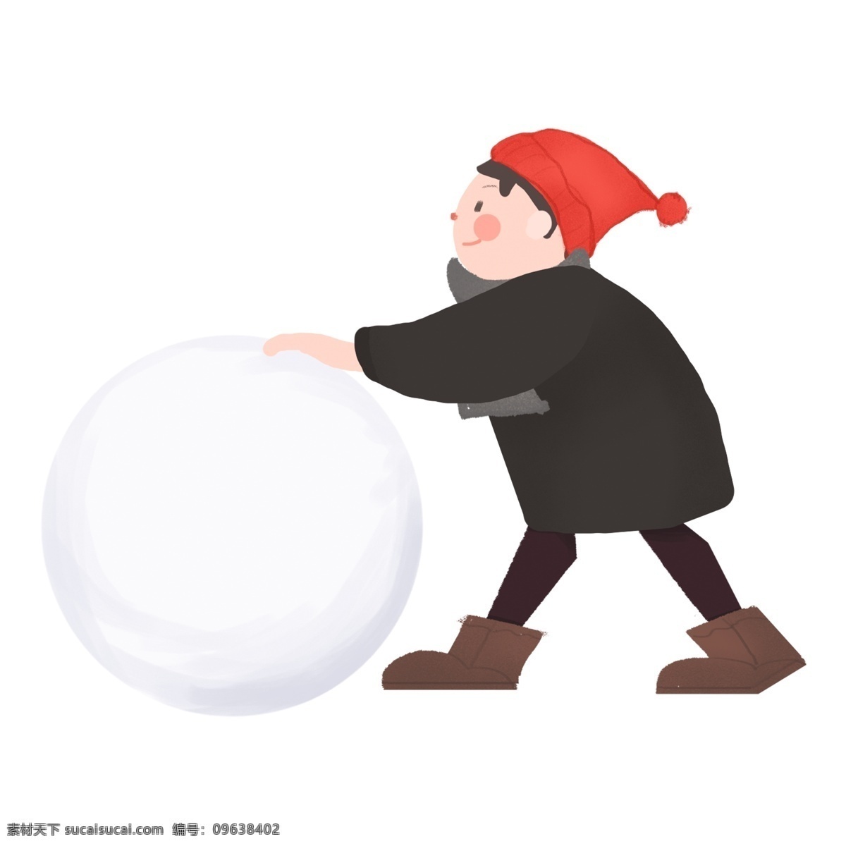 卡通 手绘 堆 雪人 男孩 人物元素 清新 可爱风 png元素 免抠元素 堆雪人