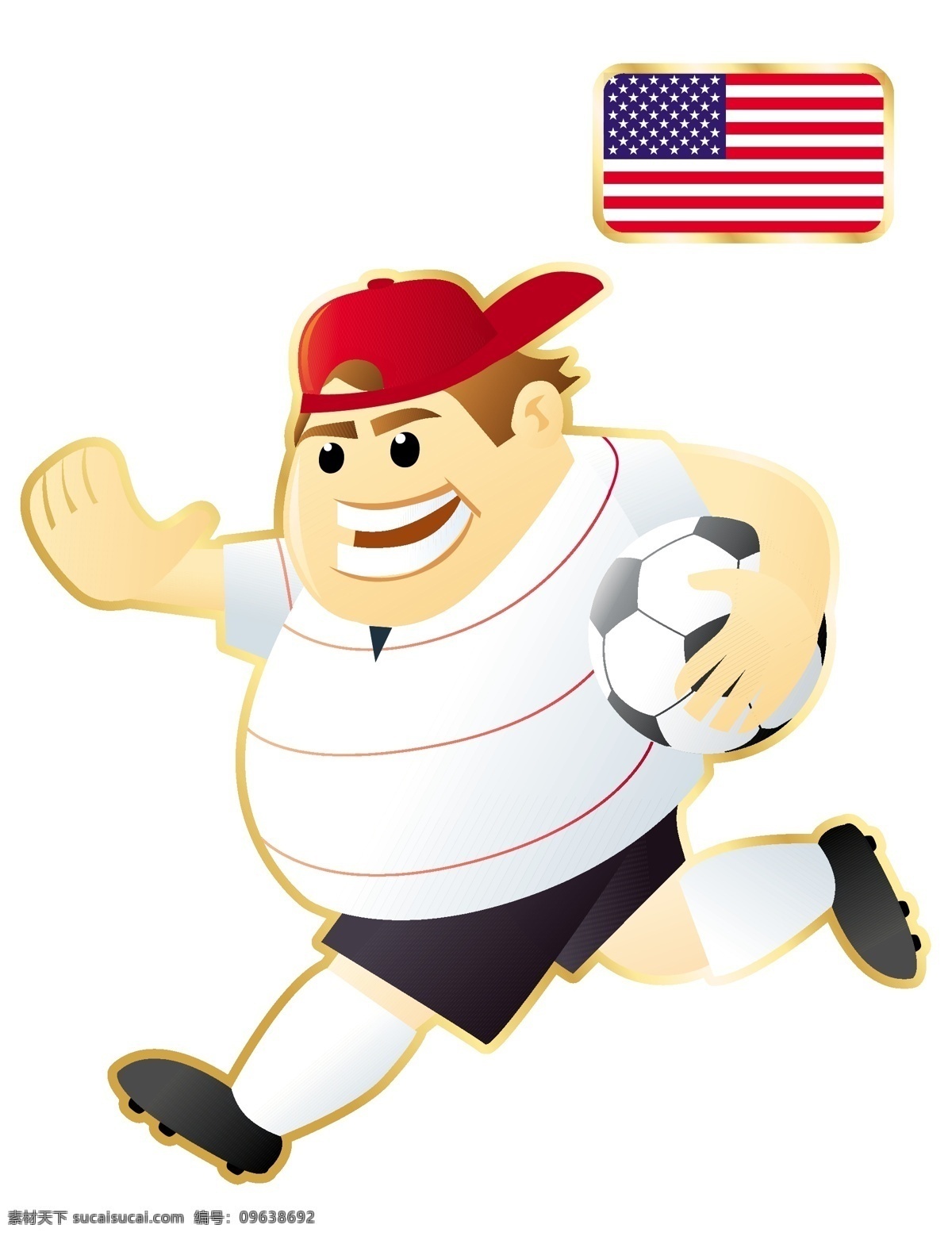 不同 国家 足球 卡通 人物 形象 矢量图 运动员 大胖子 运动 踢球 外国 矢量 扁平化 平面