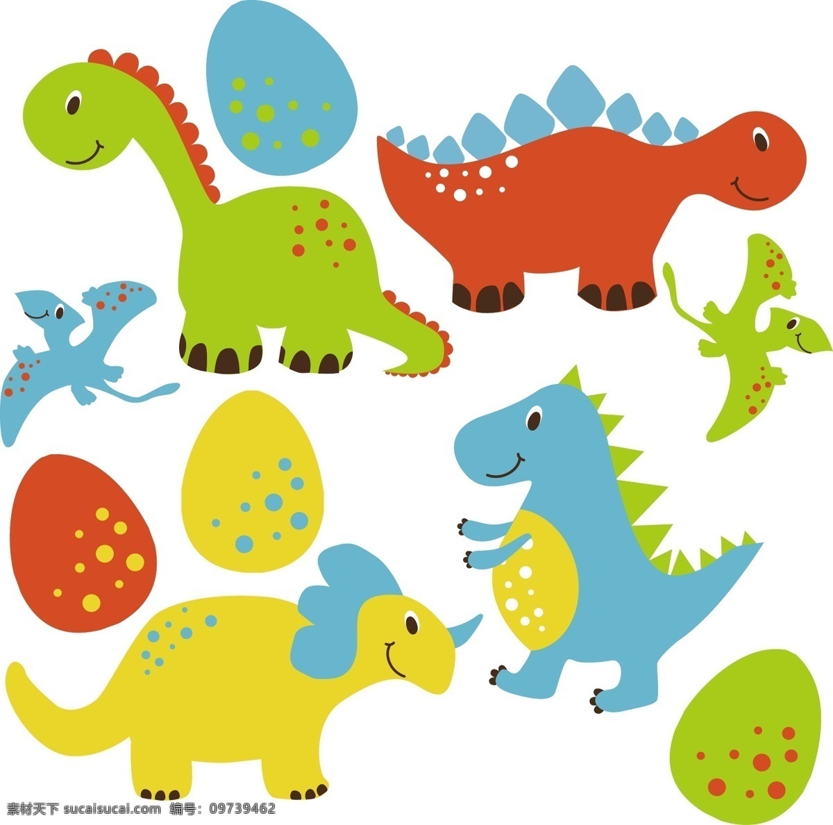 款 卡通 恐龙 恐龙蛋 矢量 长颈龙 爬行动物 翼龙 动物 矢量图 卡通动物 动物设计