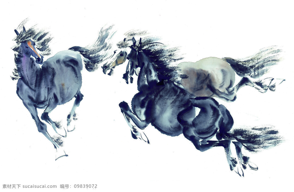 马免费下载 中国画 12生肖马 奔驰的骏马 插画集