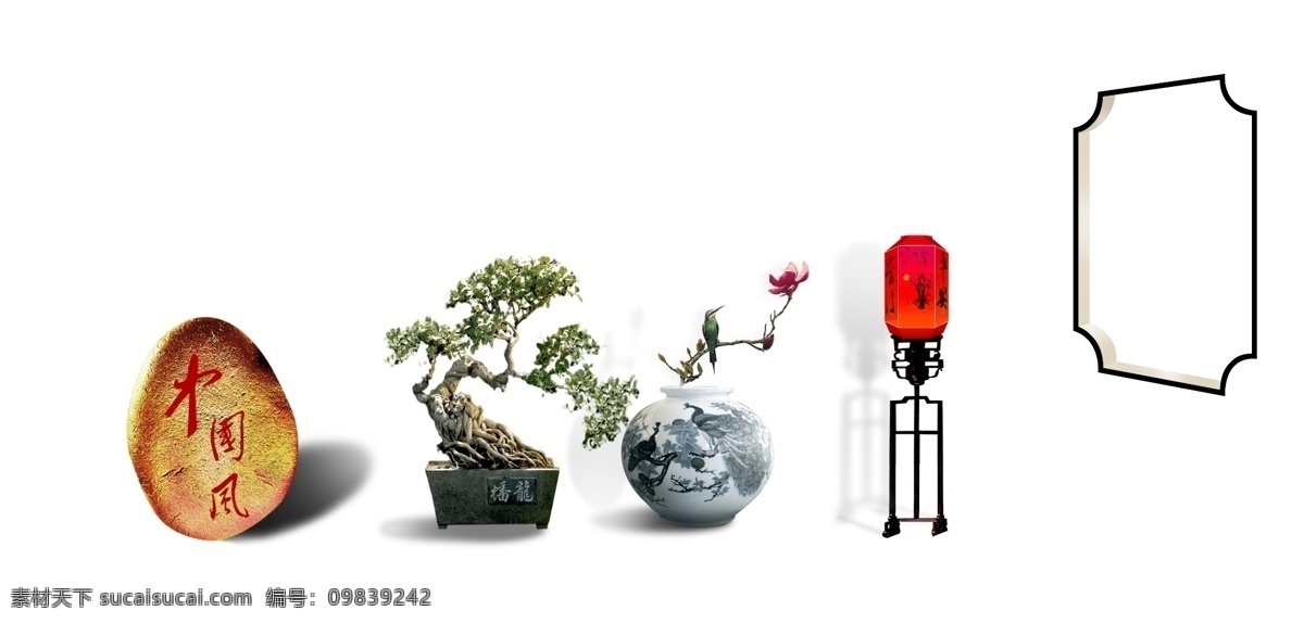 中国风 盆景 花瓶 角花 翠鸟 鸟 灯 古典灯