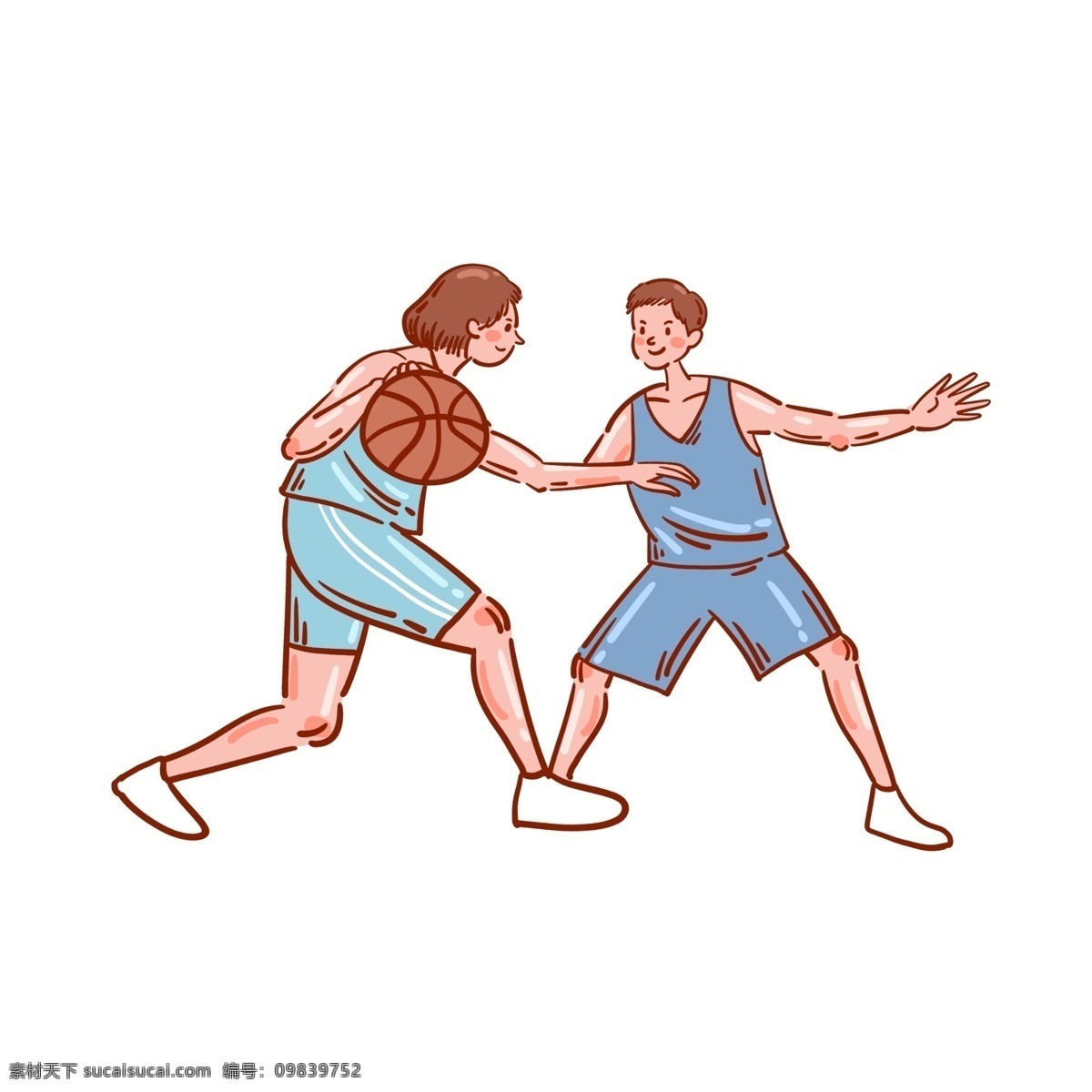 卡通 矢量 免 抠 可爱 篮球 人物 免抠 打篮球 女生 男生 蓝色 篮球衣 小白鞋 运动 夏季 快乐 开心 短发 情侣 运球