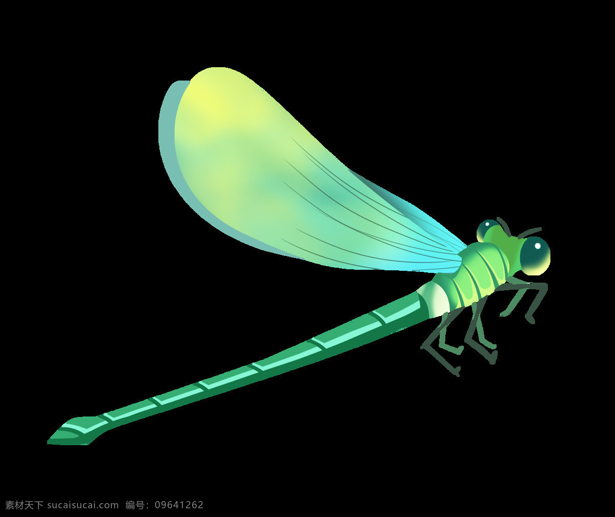 手绘蜻蜓 蜻蜓 手绘 绿色蜻蜓 插画