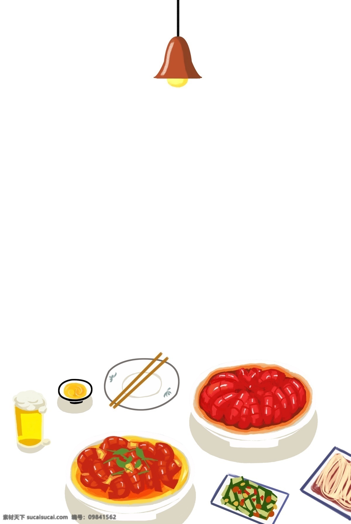 香辣 小 龙虾 美食 装饰 元素 吊灯 筷子 餐具 小龙虾 啤酒 装饰元素 美食元素 食物元素