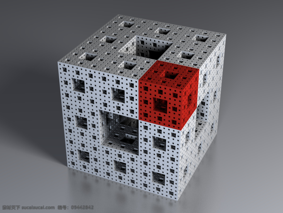 方块 3d设计 灰色 红色 3d作品