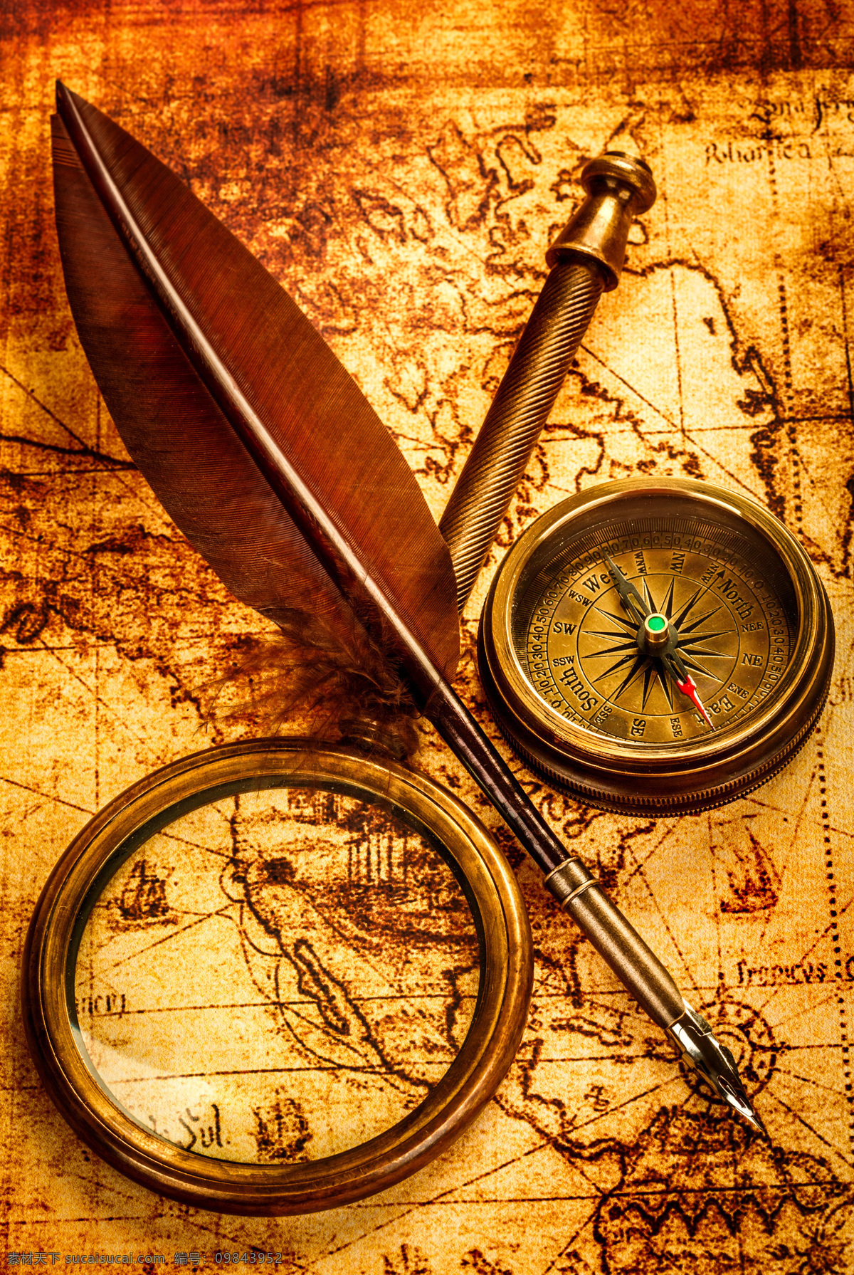 放大镜 羽毛 笔 羽毛笔 指南针 望远镜 怀旧地图 古老地图 其他类别 生活百科