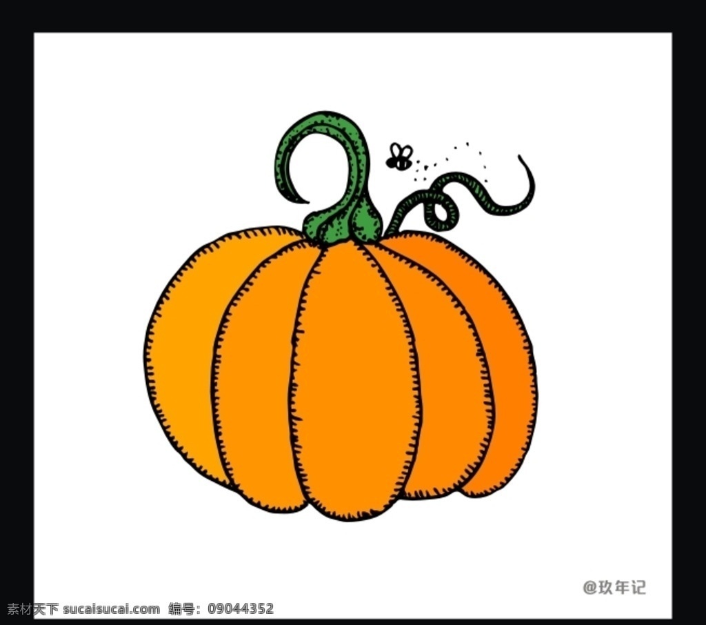 南瓜 水果 季节 健康 橙色 矢量 动漫动画 风景漫画