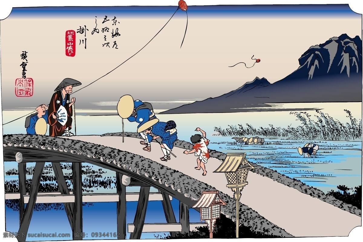 珍贵 日本 浮世绘 矢量图 名画 矢量 生活 文化艺术 绘画书法