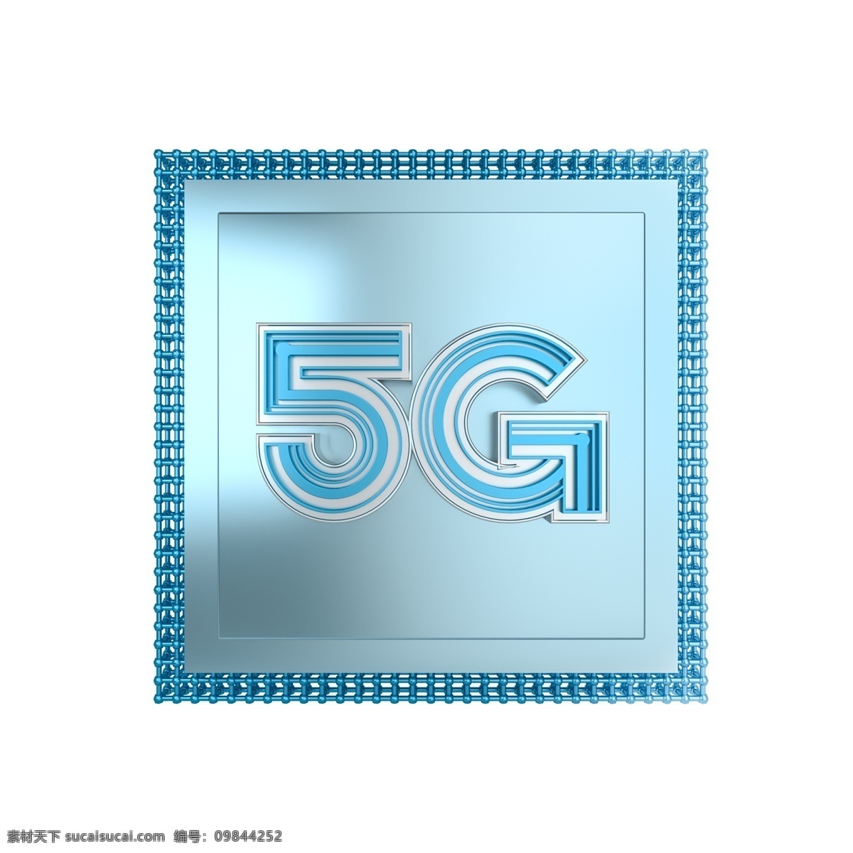 c4d 科技 感 立体 5g 装饰 3d 大气 青色 金属质感 5g时代 科技感 高科技 芯片 平面海报配图