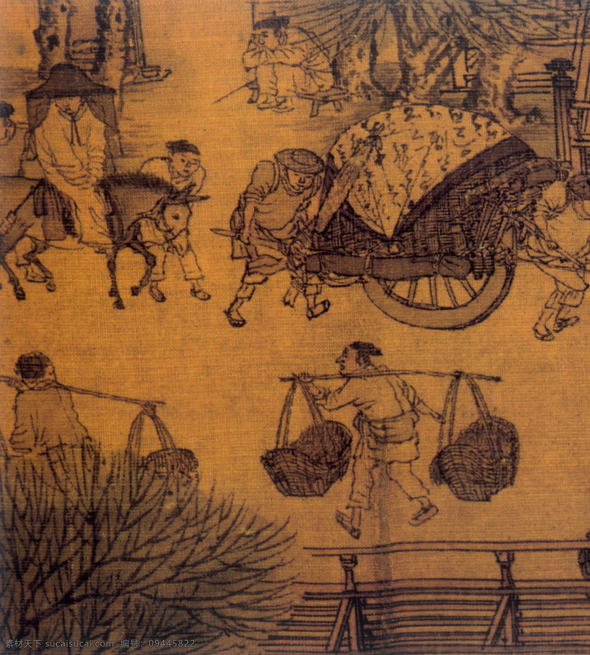 0009民俗 风情 人物画 古典藏画 设计素材 人物名画 书画美术 棕色