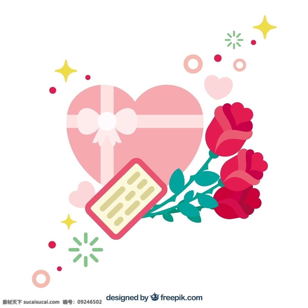 可爱 背景 玫瑰 心形 盒子 花卉 爱情 盒 自然 花卉背景 春天 颜色 平板 植物 丰富多彩 平面设计