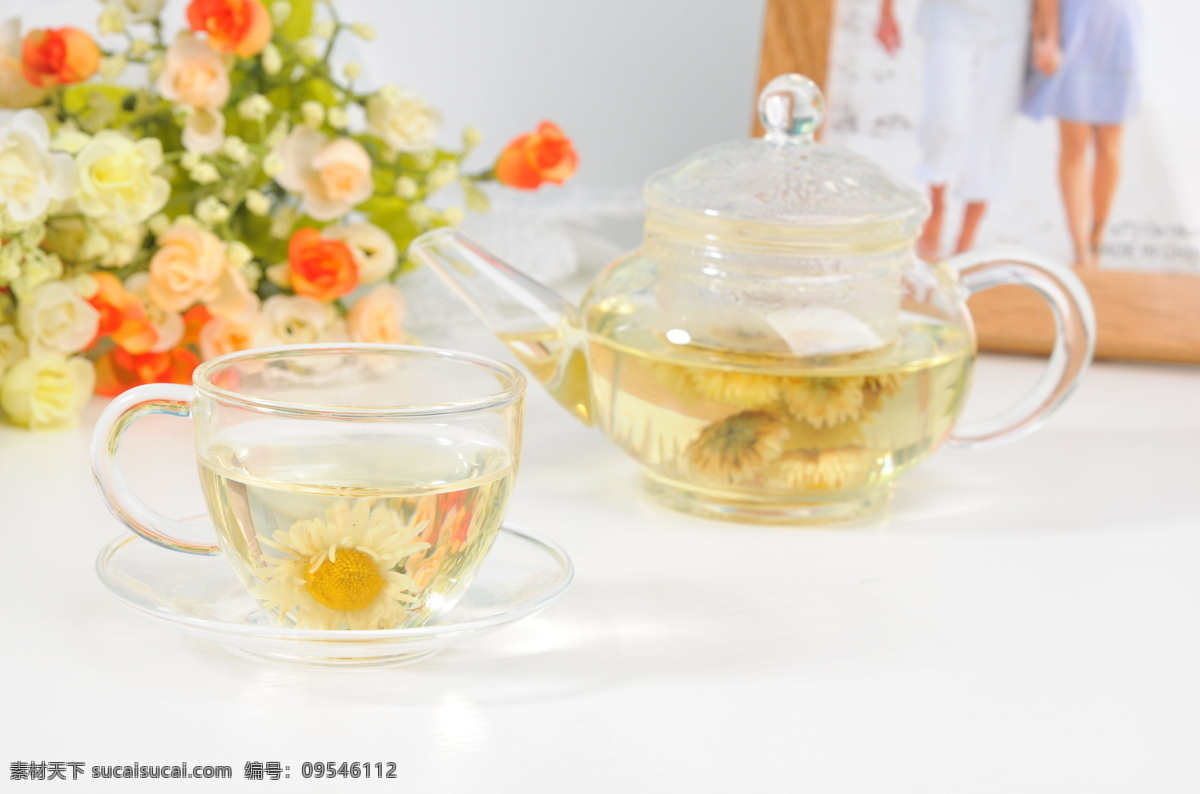 菊花茶 花 相框 茶具 菊花 菊花茶摄影 饮料酒水 餐饮美食