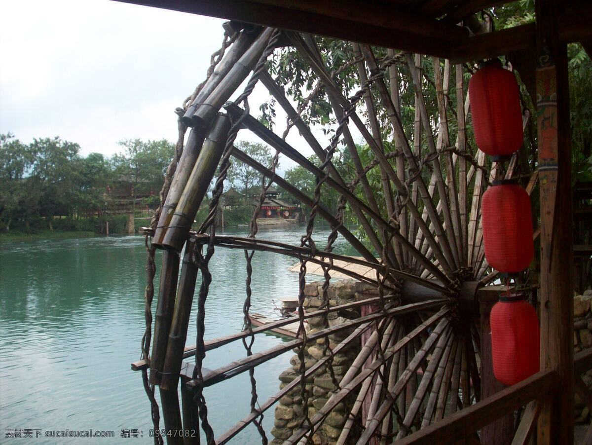 桂林风情 桂林 水车 湖 灯笼 倒影 国内旅游 旅游摄影