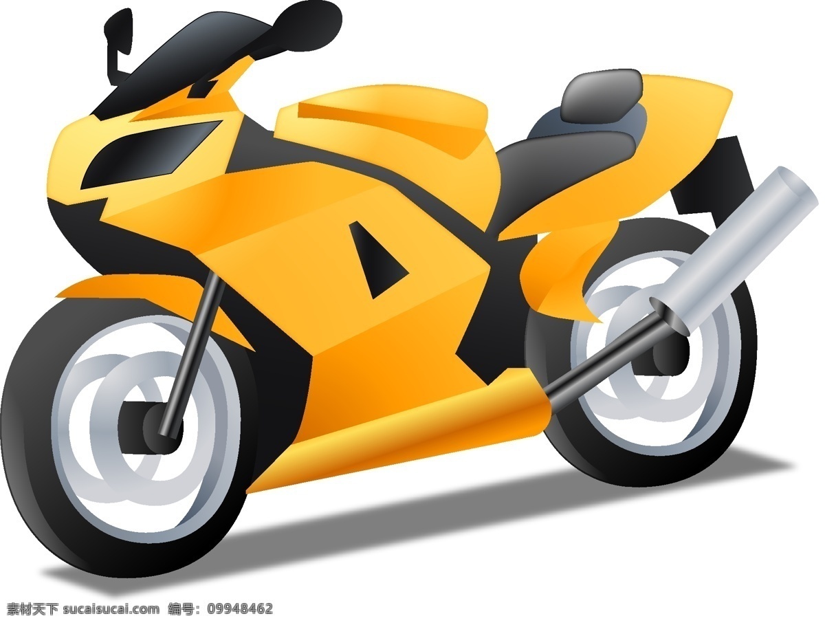 矢量 时尚 摩托车 元素 黄色 金属 透明元素 ai元素 免抠元素