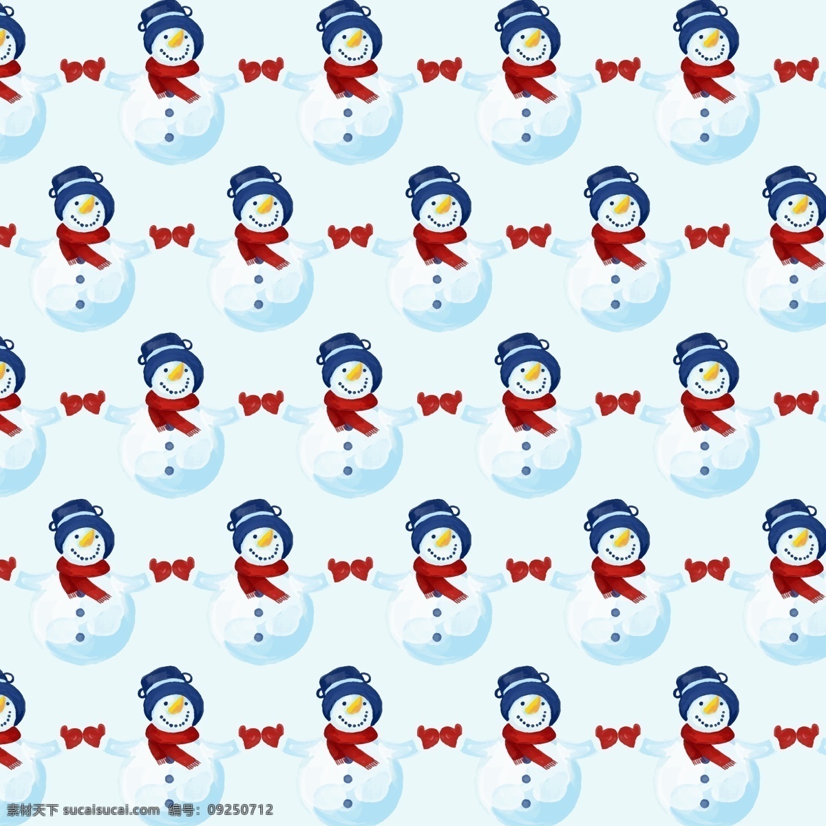 雪人无缝图案 雪人背景素材 广告设计模板 ai素材 雪人素材 礼品 外包装 图案 雪人 冬天 雪娃娃素材 蓝色帽子 红围巾 冬季素材