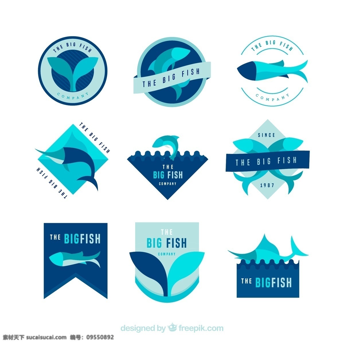 款 蓝色 鱼类 标志 鱼 商务 大海 企业 标志图标 公共标识标志
