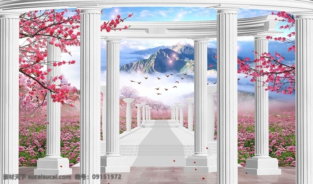 3d 电视 背景 墙 立体空间 花朵 樱花 桃花 走廊 倒影 富贵花开 立体背景墙 室内背景墙 背景墙 客厅背景墙 壁画 墙纸 壁纸 3d背景 立体 现代 电视墙 梦幻 创意 空间 装饰画 3d立体空间 电视背景墙 3d背景墙 材 分层