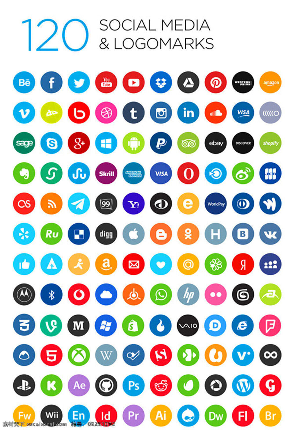 社会化 媒体 logo 矢量 元素 矢量素材 彩色icon 图标 社交平台