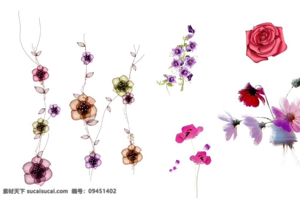 百花图 美丽的花 花素材 分层花 红花 烟晕花 粉花 紫花 一串花 玫瑰花 好看的花 分层