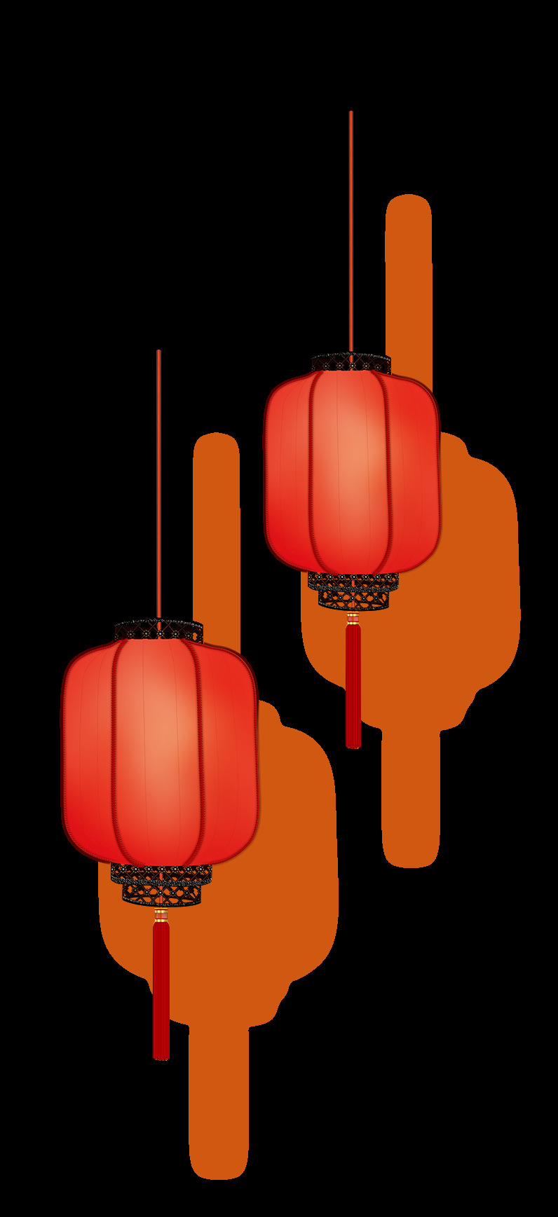 简约 橙色 灯笼 节日 元素 橙色灯笼 春节元素 红色长线 红色麦穗 节日元素