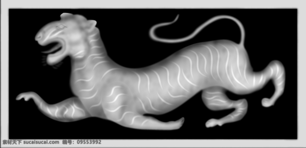 白虎四神兽 白虎 四神兽 老虎 灰度图 bmp 设计作品 传统文化 文化艺术