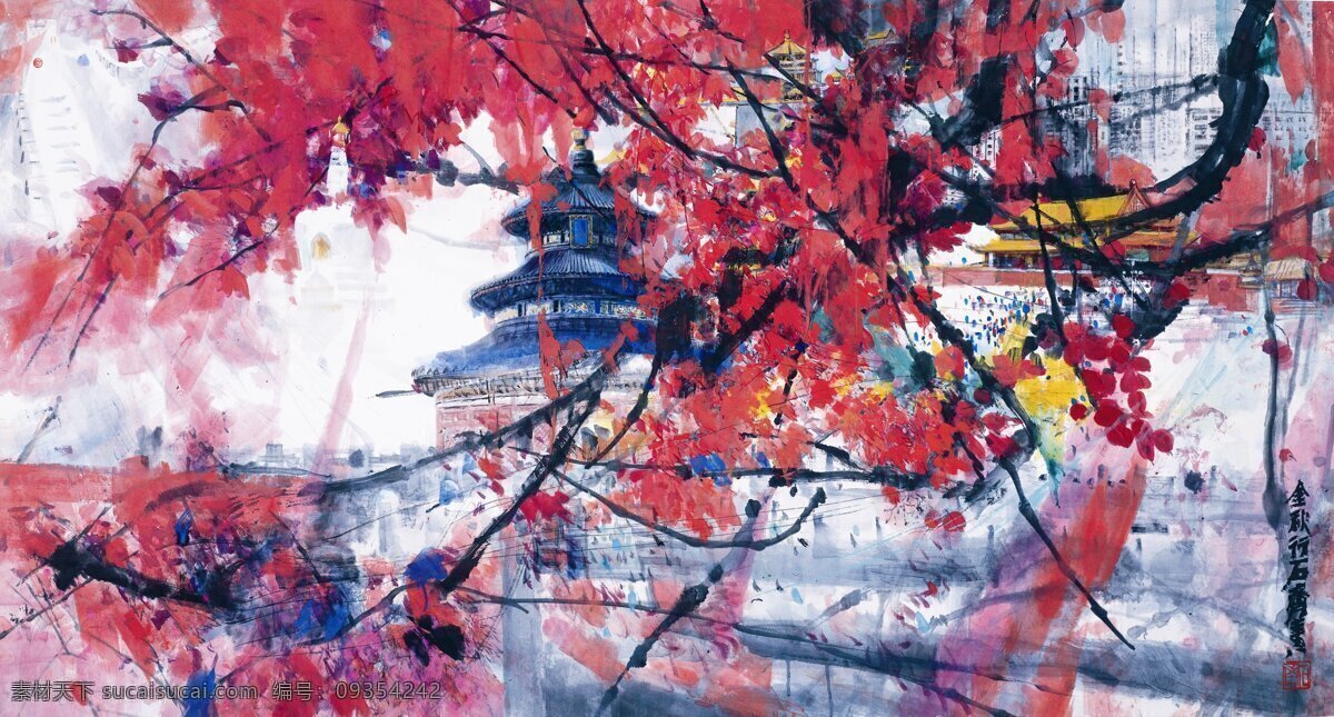 金秋 图 壁画 绘画 绘画书法 寺庙 素描 文化艺术 设计素材 模板下载 金秋图
