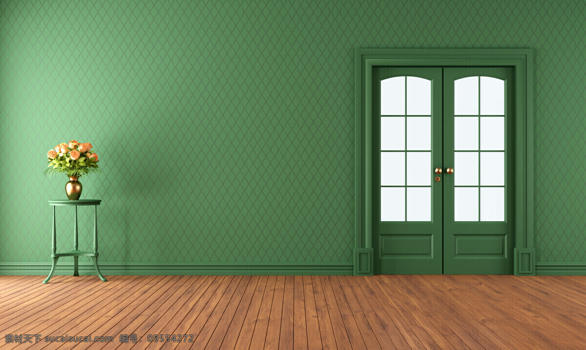 简单 客厅 简单设计 地板 绿色墙面 鲜花 花瓶 凳子 玻璃门 室内设计 装潢 环境家居