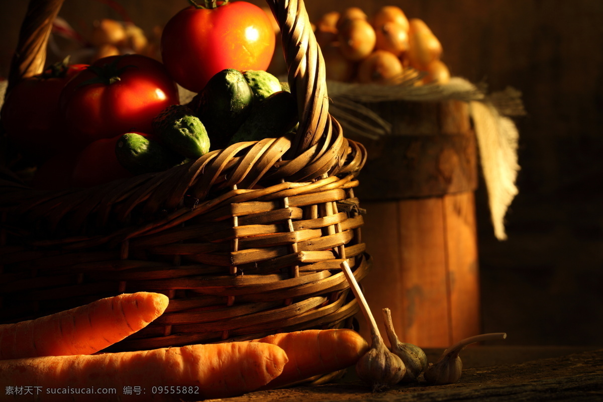 各种 蔬菜 食物 植物 健康生活 篮子 黄瓜 胡萝卜 西红柿 蔬菜图片 餐饮美食