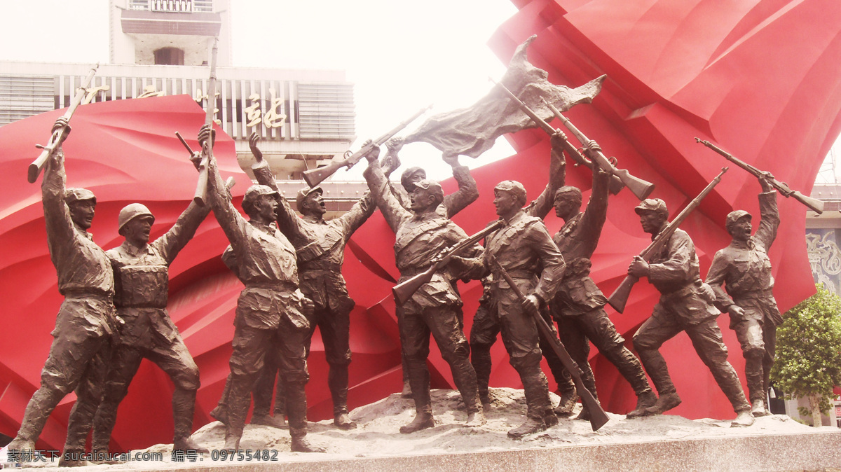 红色 革命雕塑 抗战 雕塑 胜利 欢呼 前进 建筑园林