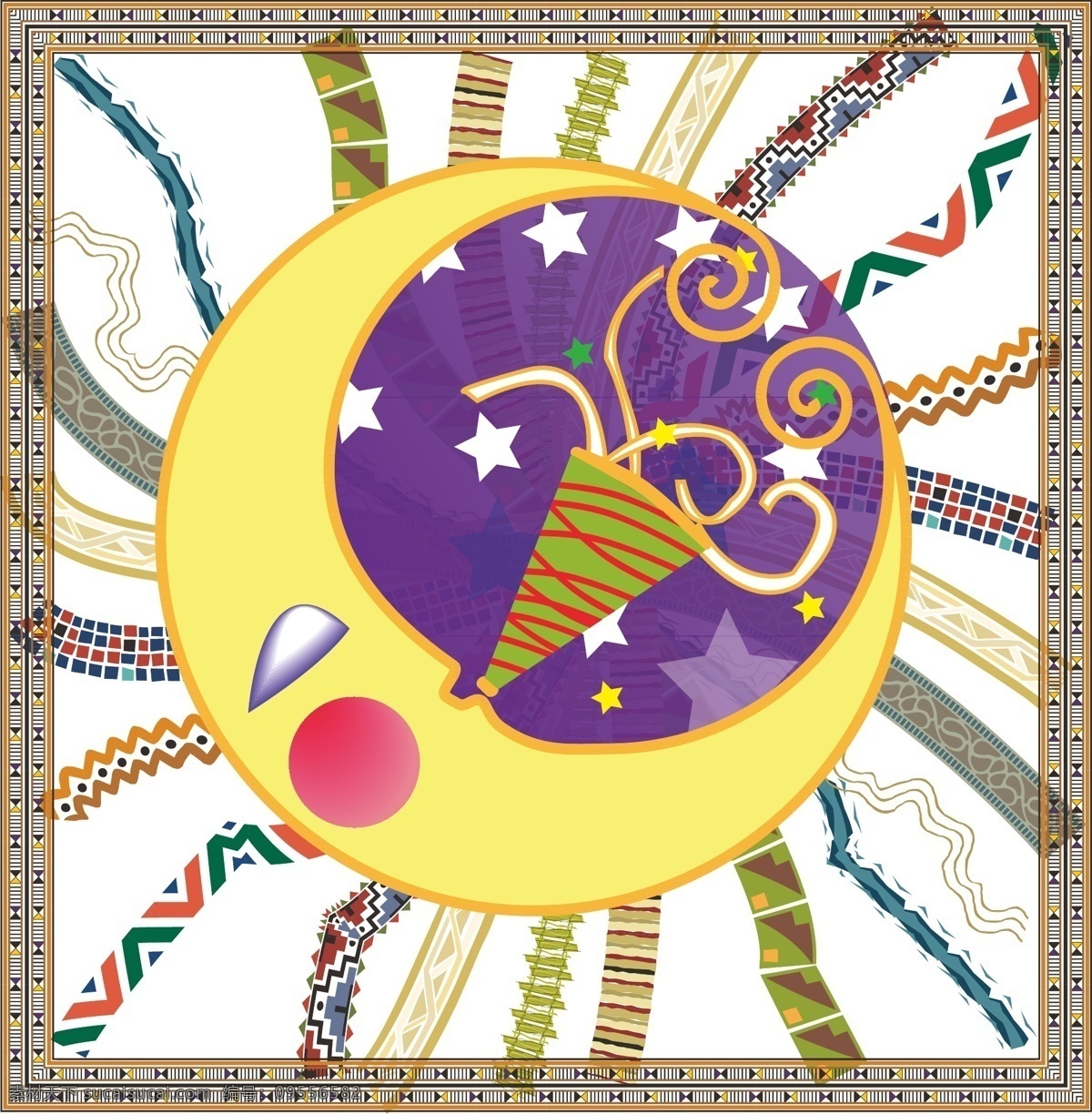 意象 边框 底纹 其他设计 条纹 星星 月亮 矢量 矢量图
