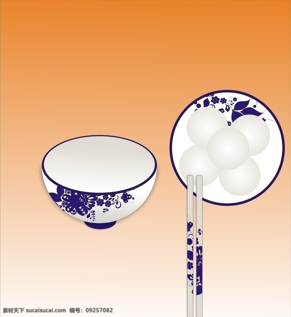 青花瓷 青花瓷碗 筷子 馒头 花纹 矢量 花纹花边 底纹边框