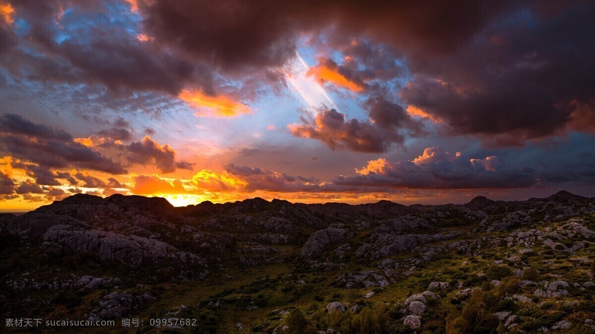群山 夕阳 天空 云彩 风景 自然景观 自然风景
