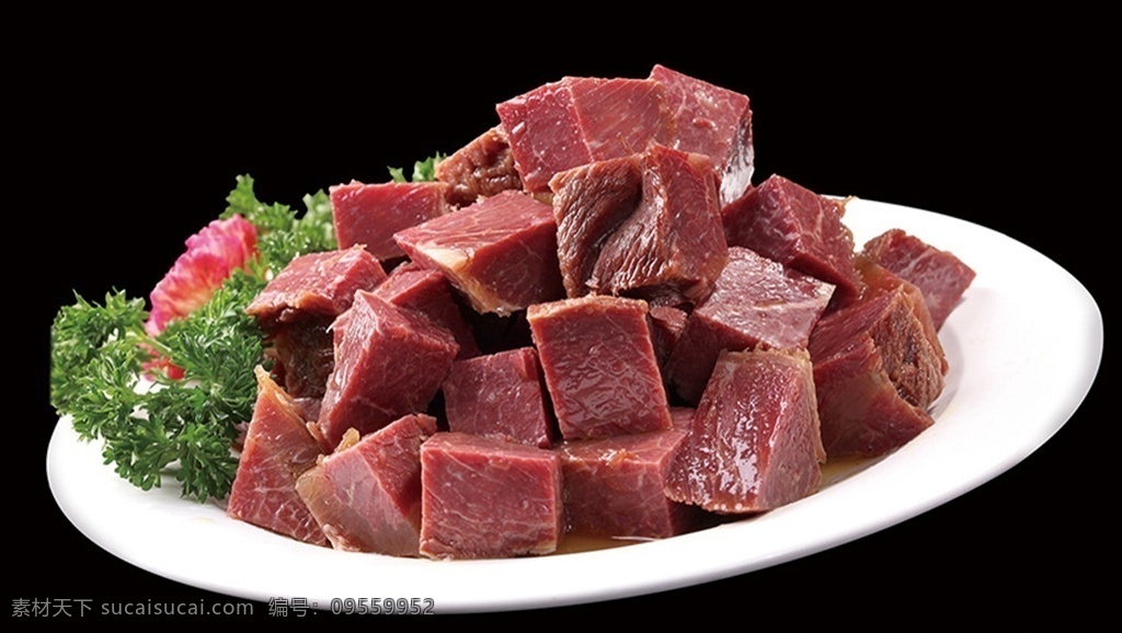 酱牛肉 牛腱 牛肉块 蔬菜 盘子 餐饮美食 食物原料