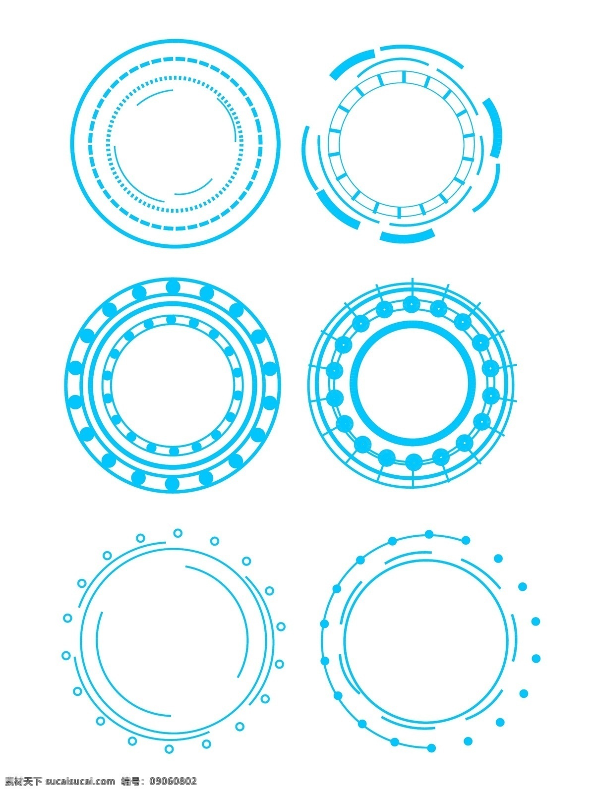 科技 边框 蓝色 未来 感 矢量 商用 元素 圆