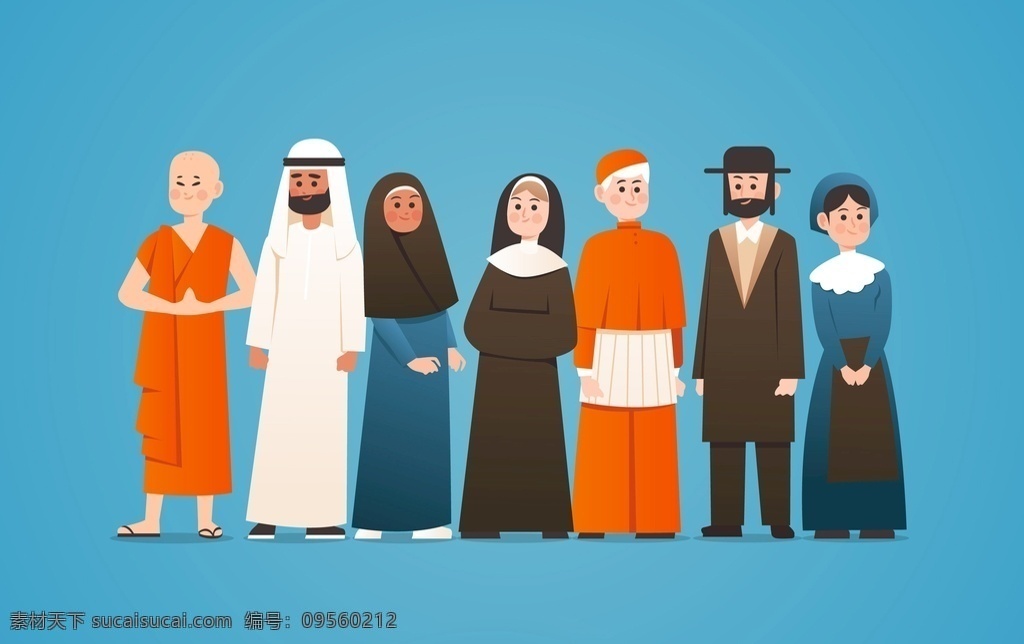 宗教信仰 人物 插画 宗教 信仰 传教士 插图 文化 各国宗教 动漫动画 动漫人物