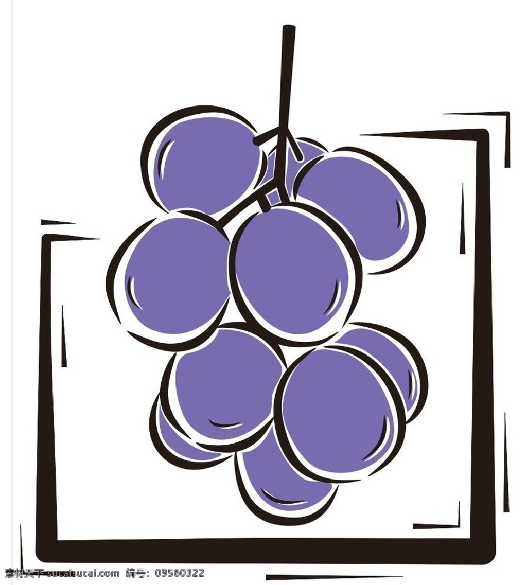 紫葡萄 水果 fruit 彩绘水果 简笔画 线条 线描 简画 黑白画 卡通 手绘 标志图标 简单手绘画 矢量 生活百科矢量 生物世界