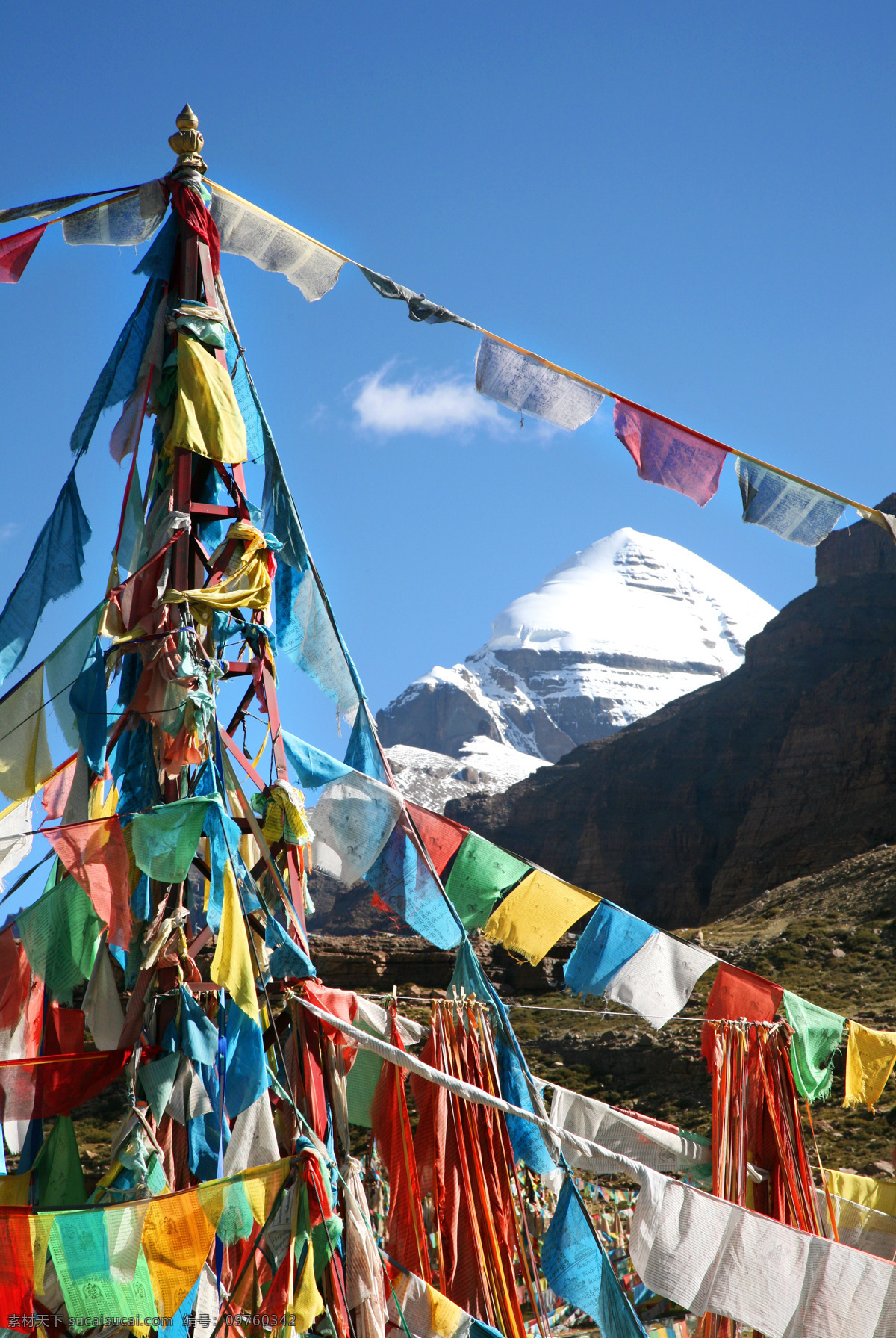 经幡 冈 仁波 齐 神山 冈仁波齐神山 蓝天 西藏 雪景 山峦 国内旅游 旅游摄影